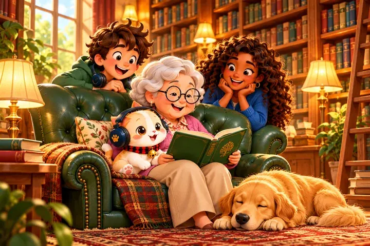 A cosy afternoon reading in the library