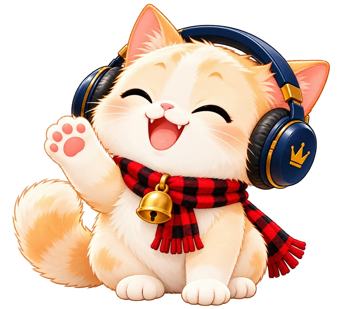 A happy kitten cheering you on